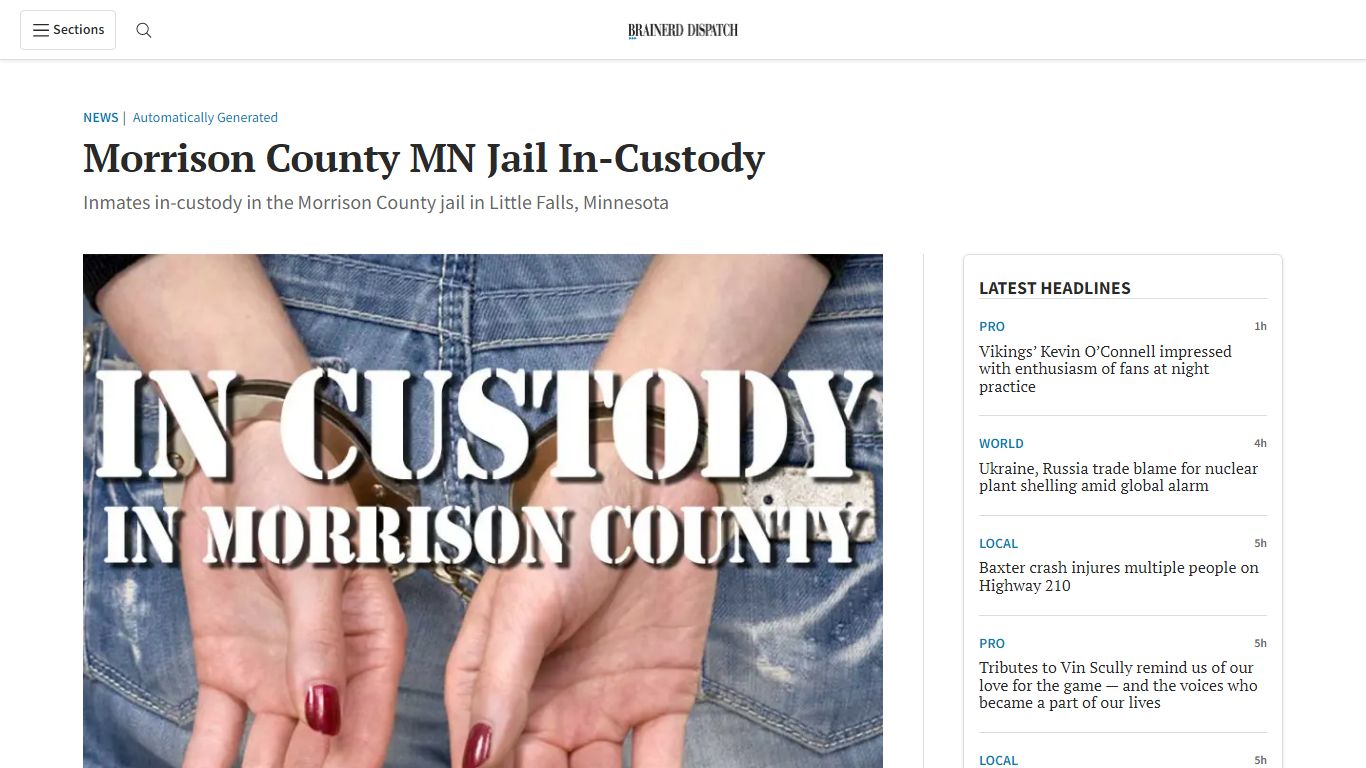 Morrison County MN Jail In-Custody | Brainerd Dispatch