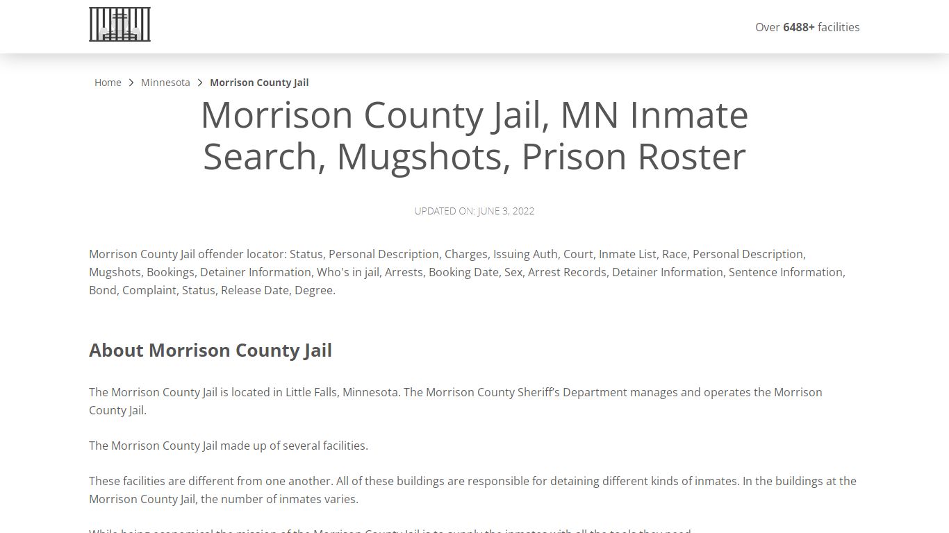 Morrison County Jail, MN Inmate Search, Mugshots, Prison ...